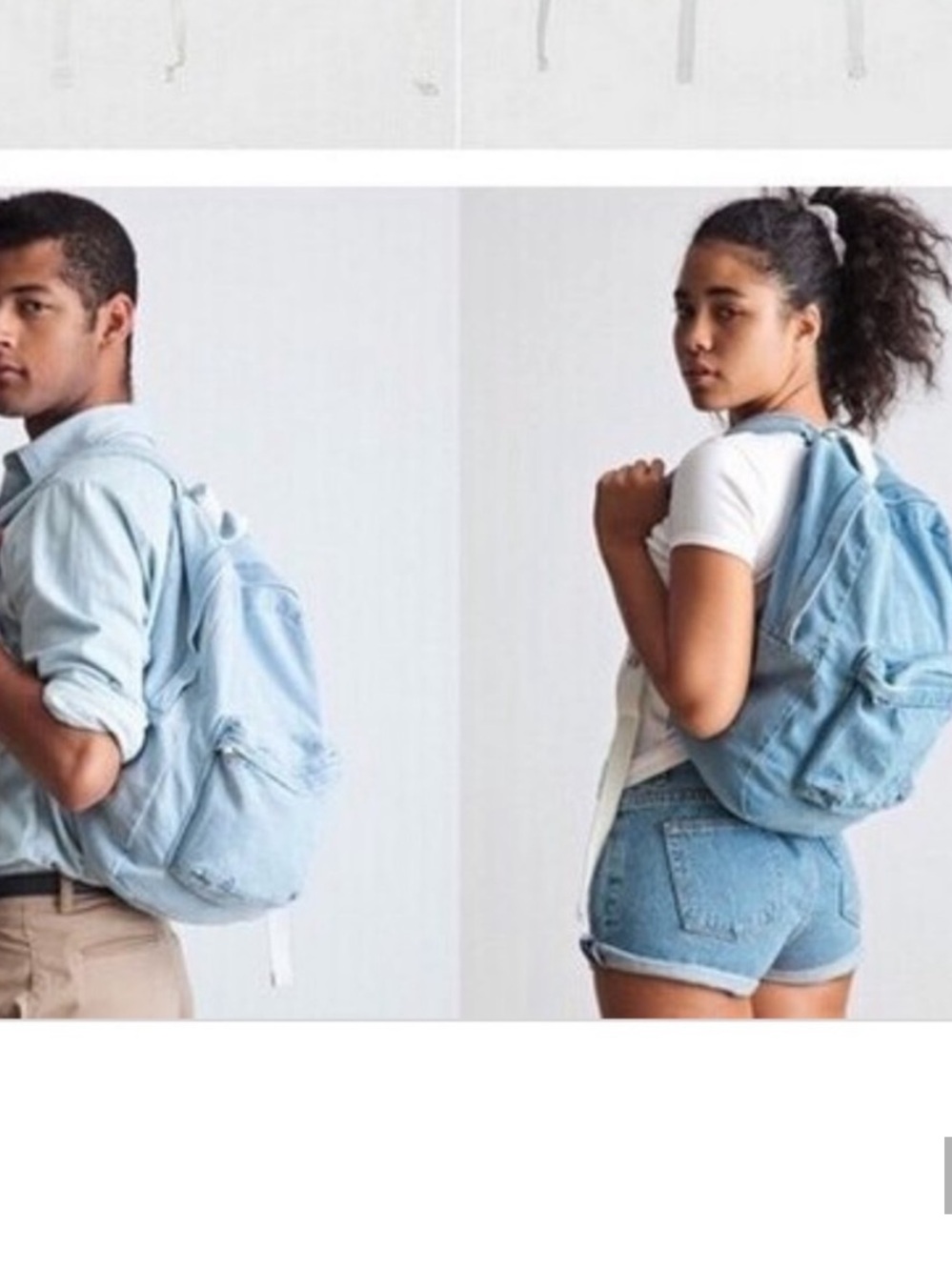 Vintage Denim By American Apparel Washed Blue Backpack Rucksack Made In USA